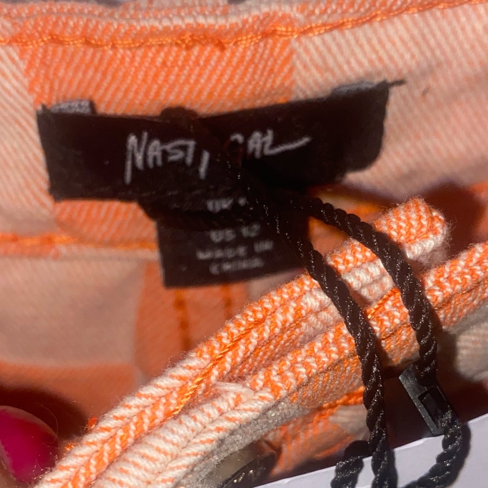 Nasty Gal Checkerboard High Waist Shorts in Orange and Off White From Nordstrom - Picture 9 of 9
